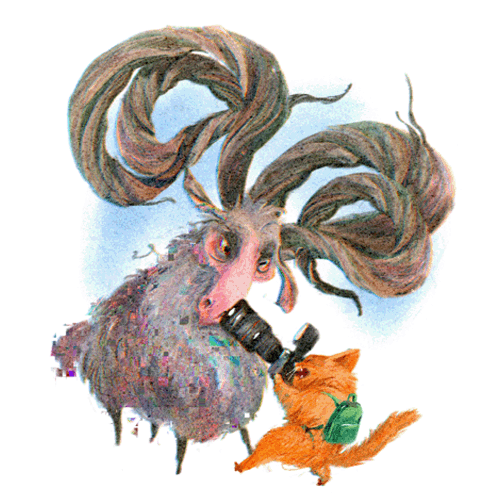 Creature and cat exploring